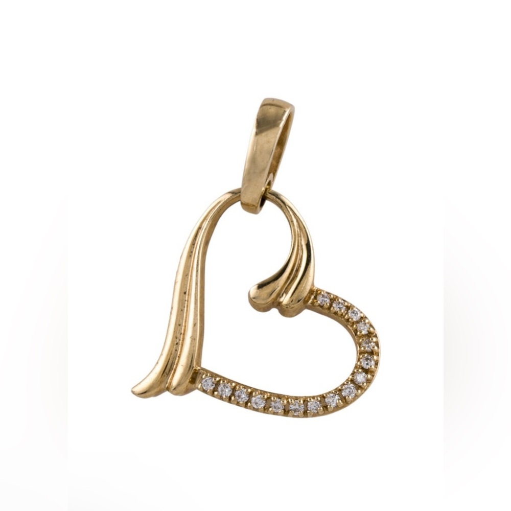 14KT Yellow Gold Natural Diamonds Heart Pendant